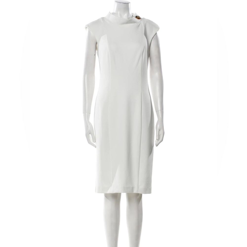 EUC Badgley Mischka Cowl Neck sheath Dress | Size 8 | White